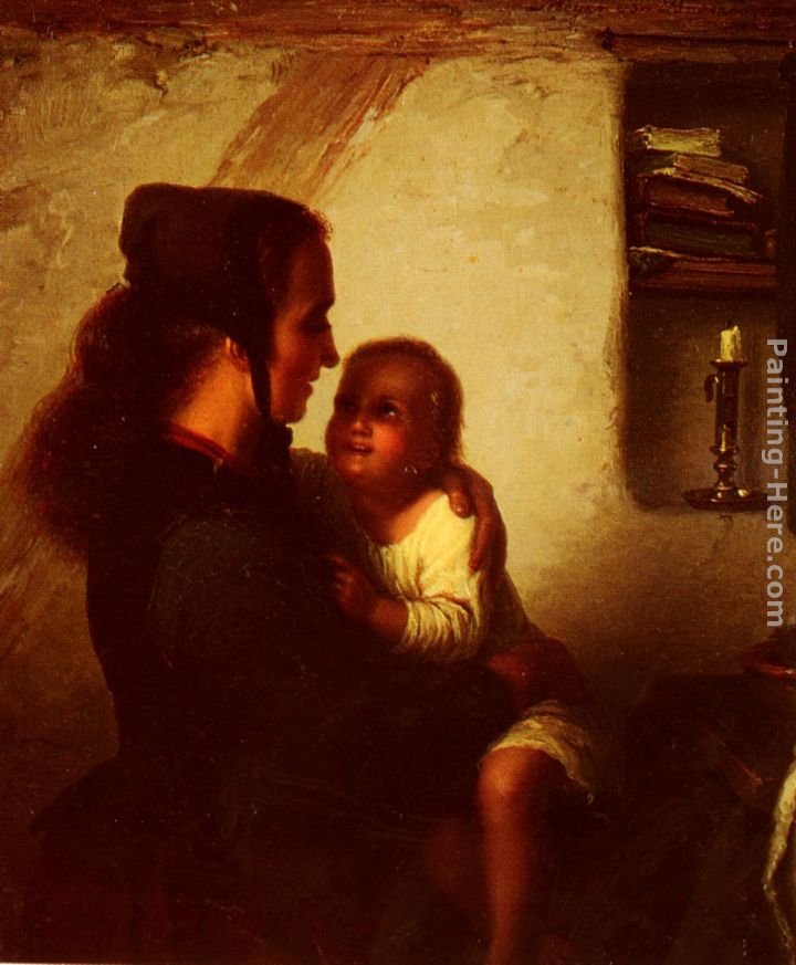 Maternal Bliss painting - Johann Georg Meyer von Bremen Maternal Bliss art painting